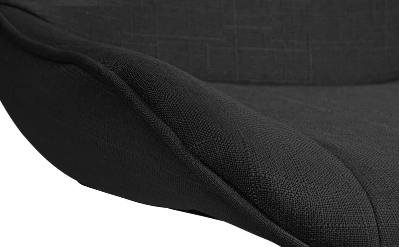 Lot de 2 tabourets de bar x1 avec coutures décoratives en tissu noir pied en trompette métal noir 10_0004461