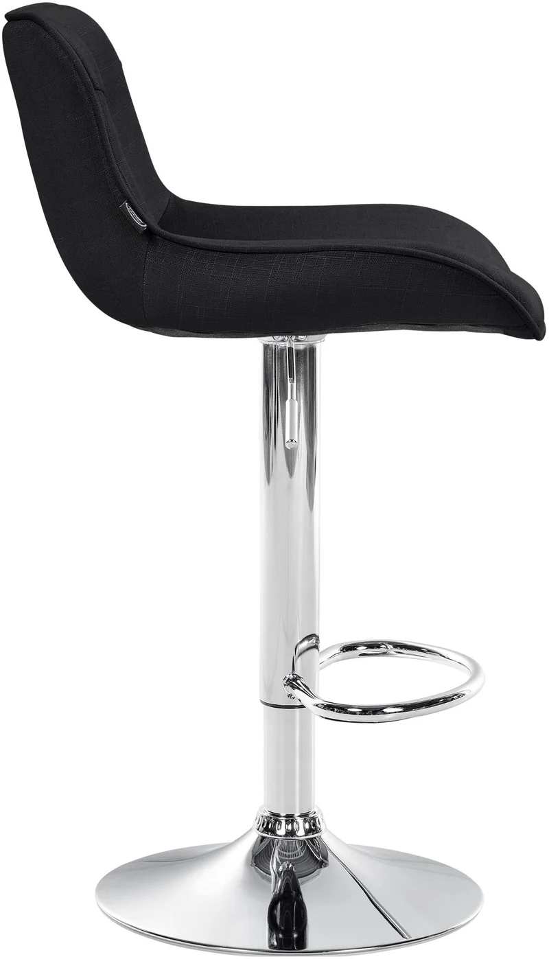 Lot de 2 tabourets de bar x1 avec coutures décoratives en tissu noir pied en trompette métal chromé 10_0004460