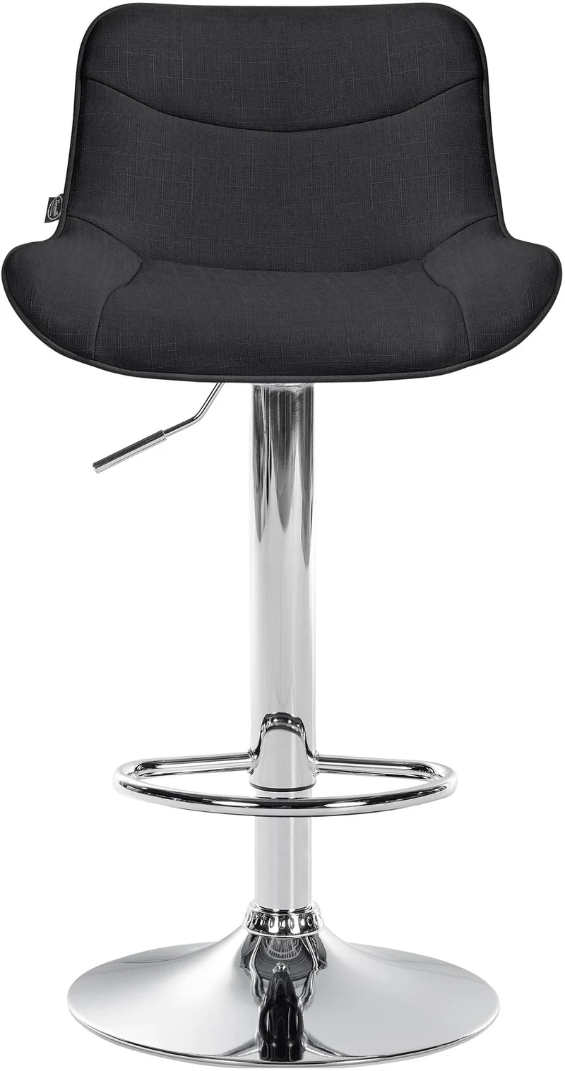 Lot de 2 tabourets de bar x1 avec coutures décoratives en tissu noir pied en trompette métal chromé 10_0004460