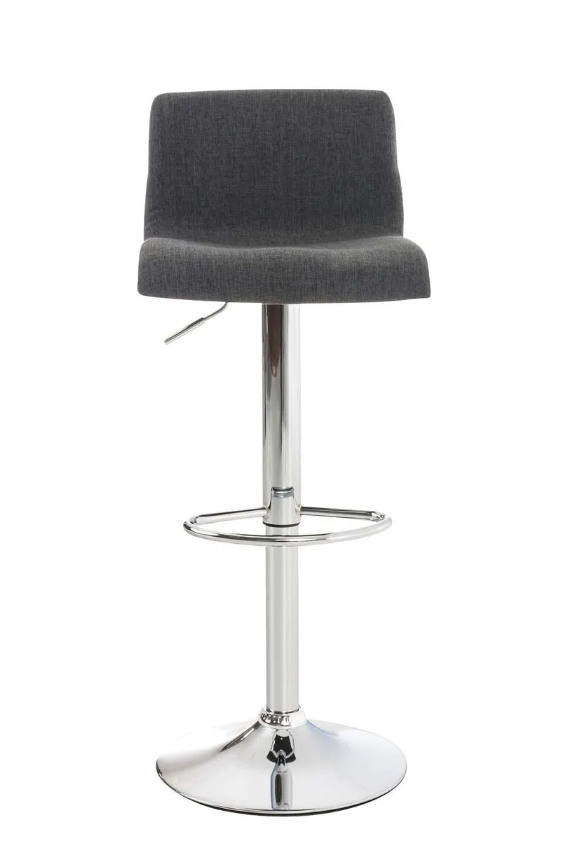 Set de 2 tabourets de bar repose-pied confortable en tissu gris foncé et métal chromé 10_0004206