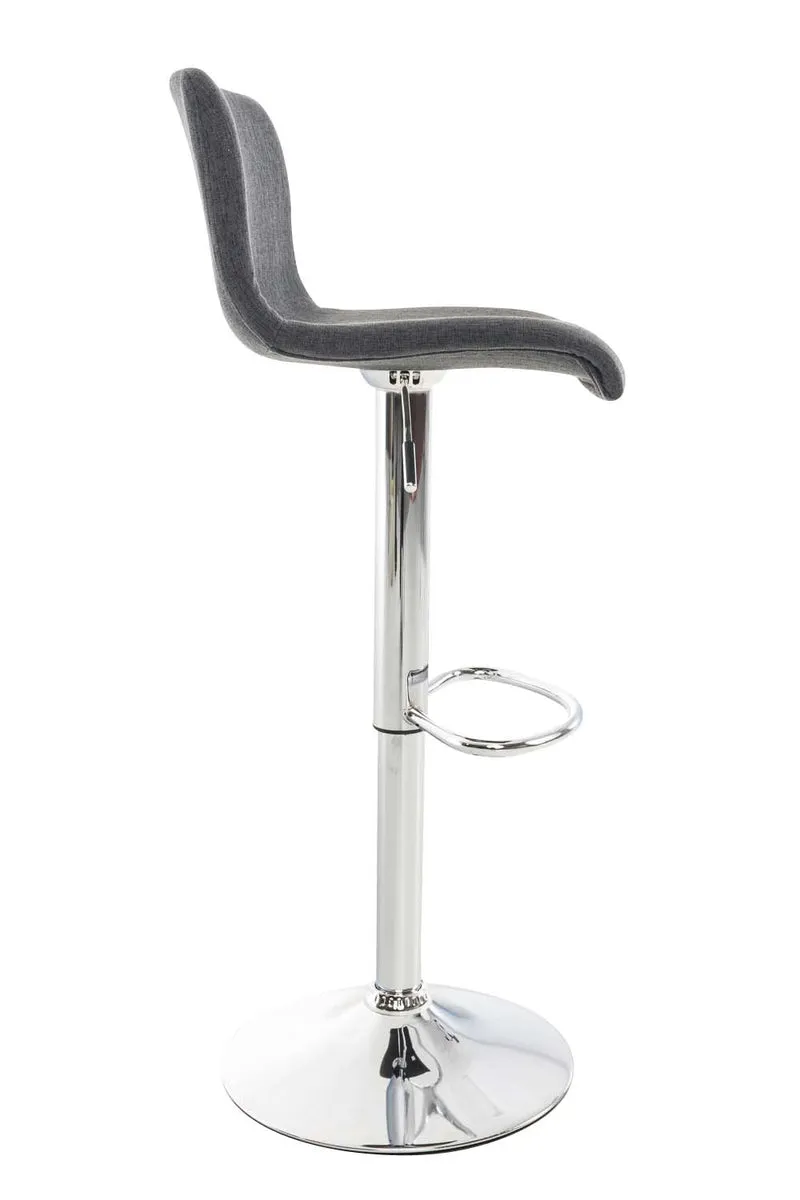 Set de 2 tabourets de bar repose-pied confortable en tissu gris foncé et métal chromé 10_0004206