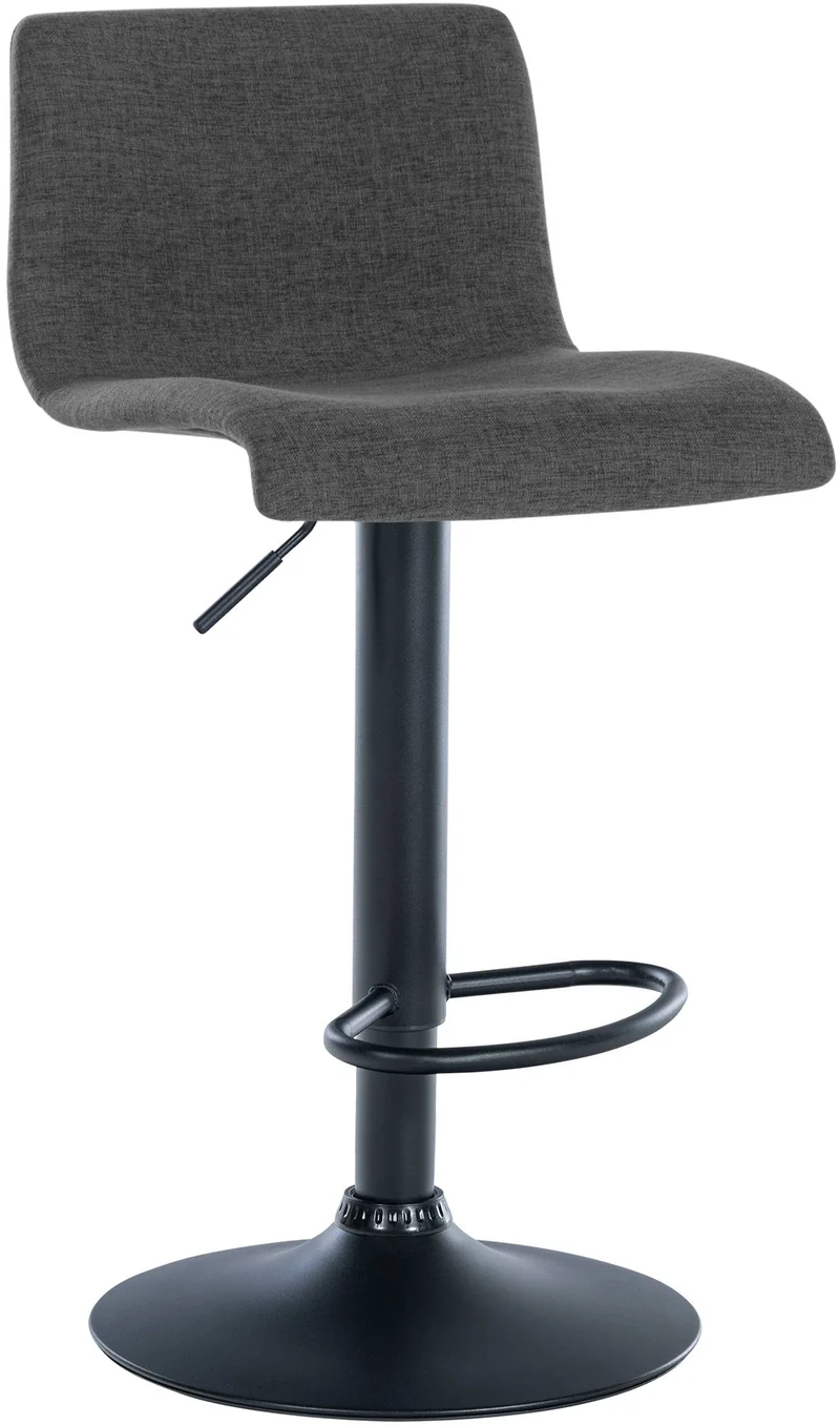 Lot de 2 tabourets de bar design simple avec repose-pieds en tissu gris foncé pieds en métal noir 10_0004052