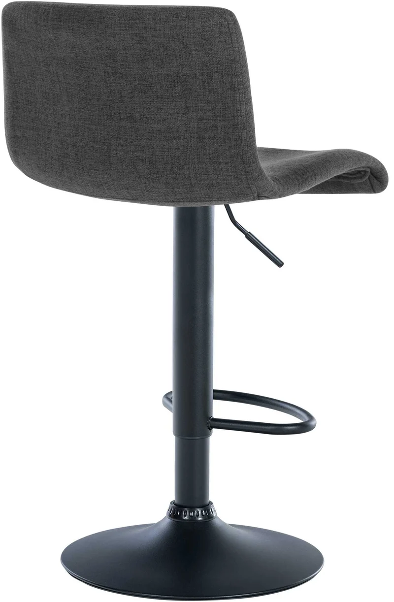 Lot de 2 tabourets de bar design simple avec repose-pieds en tissu gris foncé pieds en métal noir 10_0004052