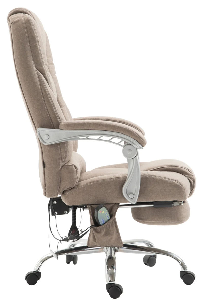 Fauteuil de bureau avec fonction massage et repose-pieds ajustables en tissu taupe 10_0002593
