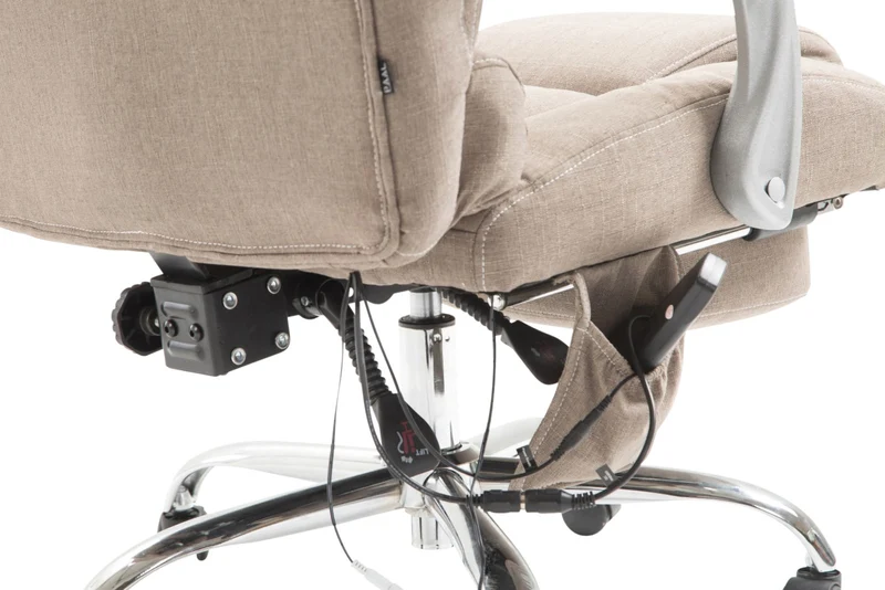 Fauteuil de bureau avec fonction massage et repose-pieds ajustables en tissu taupe 10_0002593