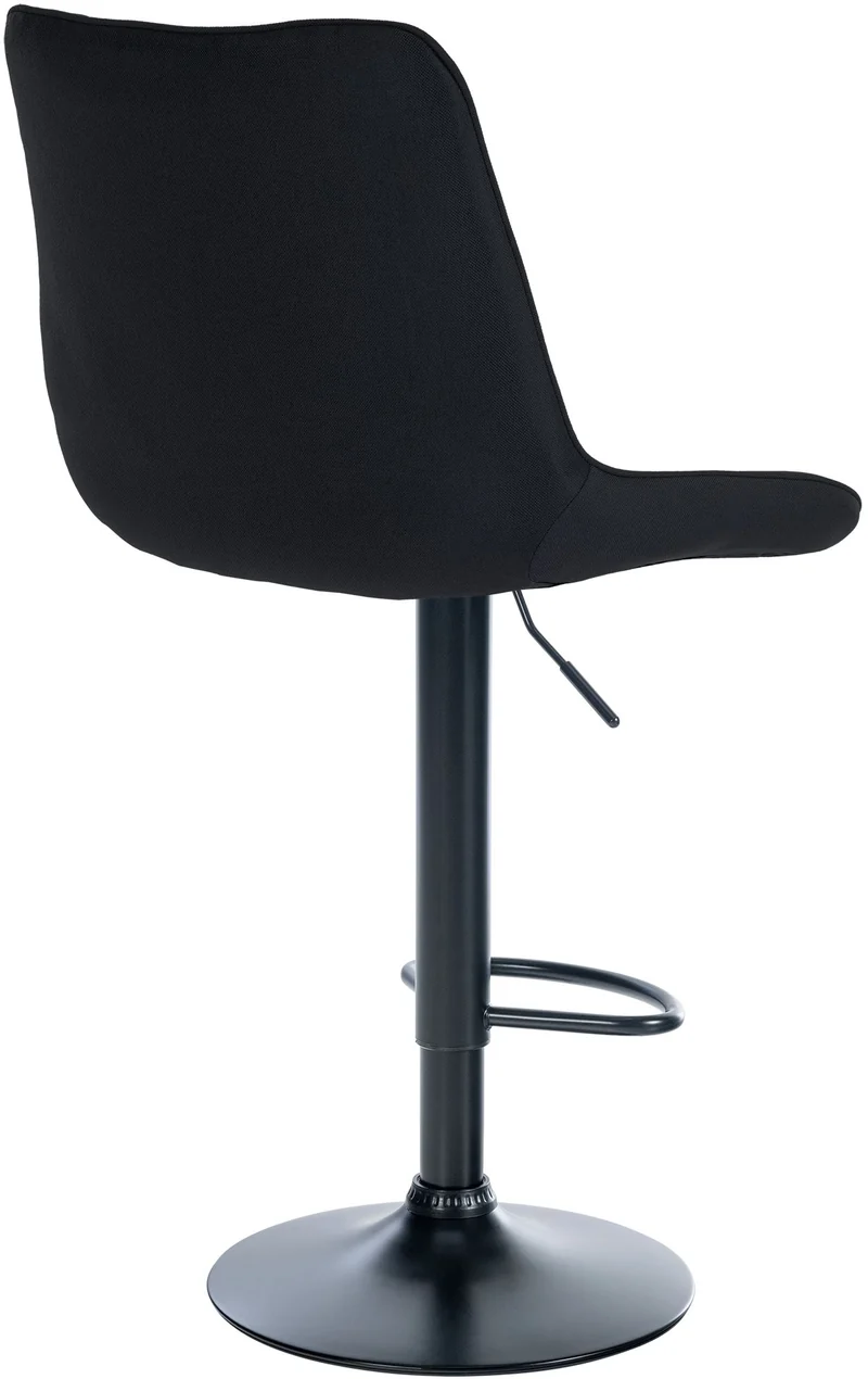 Lot de 2 tabourets de bar réglable en hauteur pivotant à 360° assise en tissu noir couture verticale pied métal noir 10_0006408