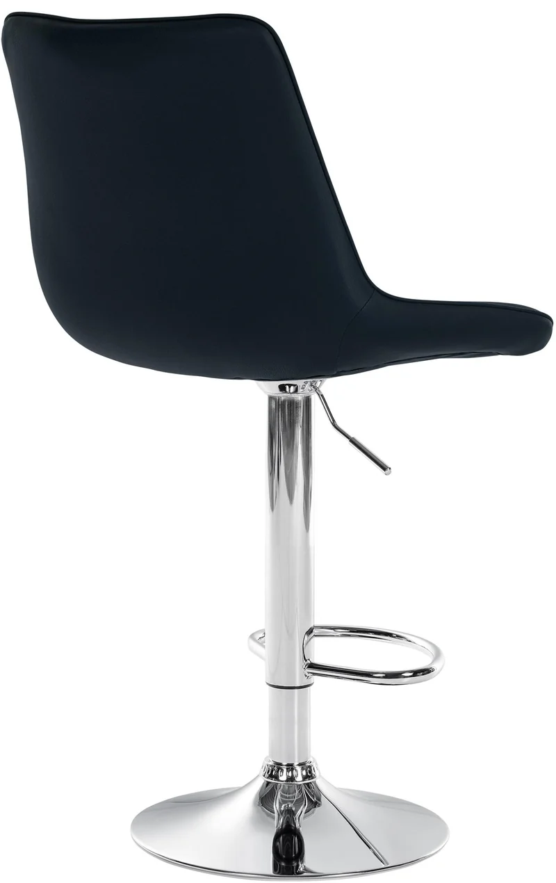 Lot de 2 tabourets de bar réglable en hauteur pivotant à 360° assise en PVC noir couture verticale pied métal chromé 10_0004421