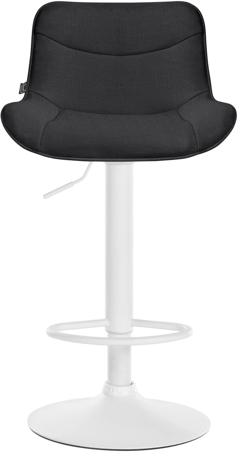 Lot de 2 tabourets de bar x1 avec coutures décoratives en tissu noir pied en trompette métal blanc 10_0004462