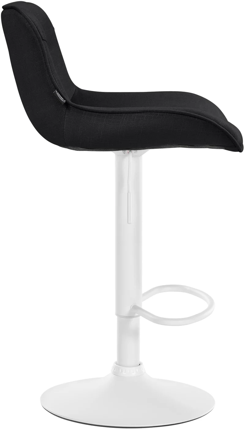 Lot de 2 tabourets de bar x1 avec coutures décoratives en tissu noir pied en trompette métal blanc 10_0004462