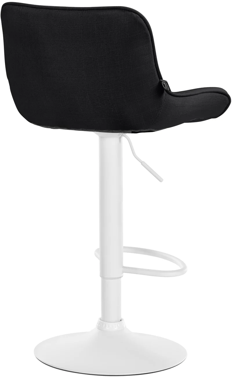 Lot de 2 tabourets de bar x1 avec coutures décoratives en tissu noir pied en trompette métal blanc 10_0004462