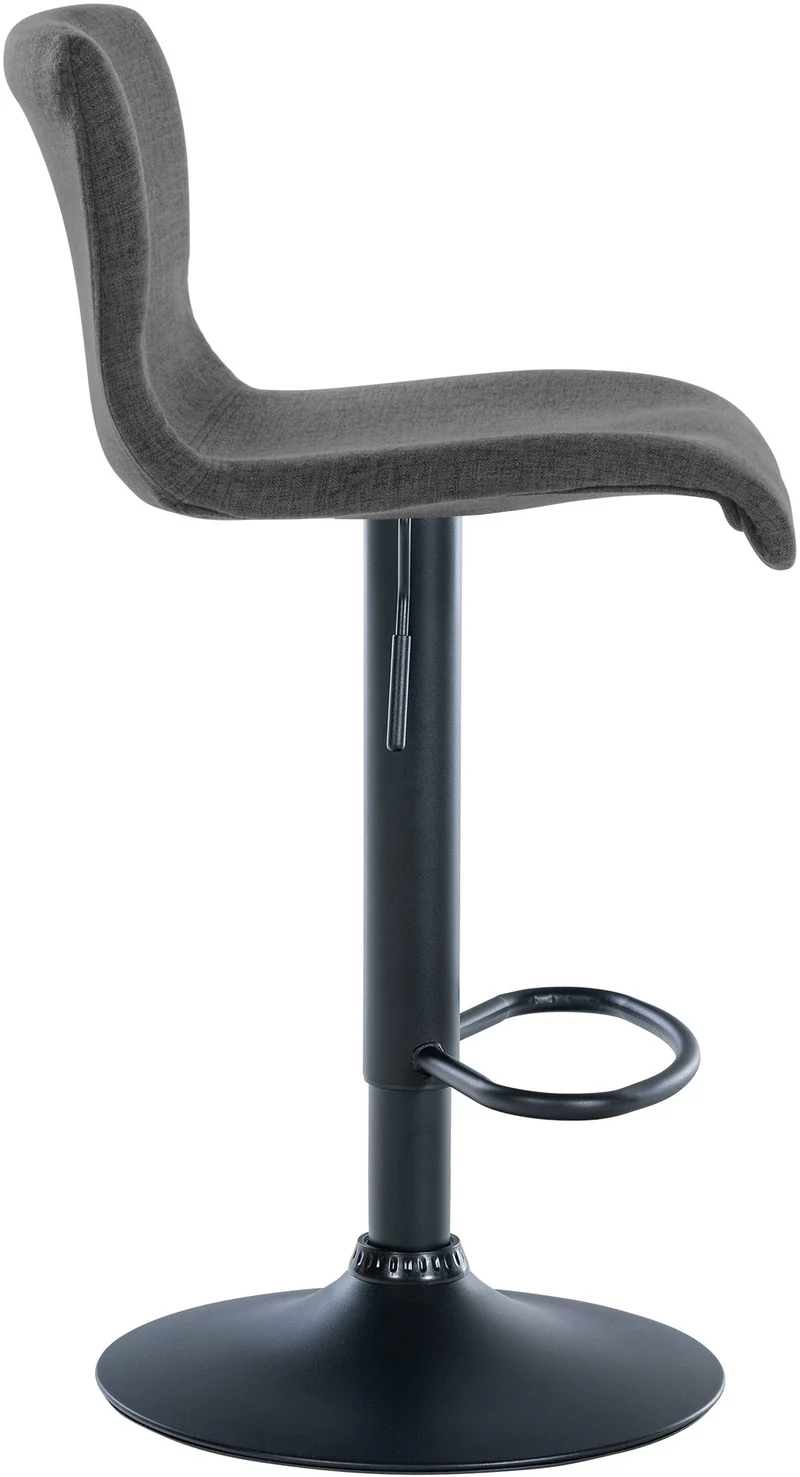Tabouret de bar x1 design simple avec repose-pieds en tissu gris foncé pieds en métal noir 10_0004557