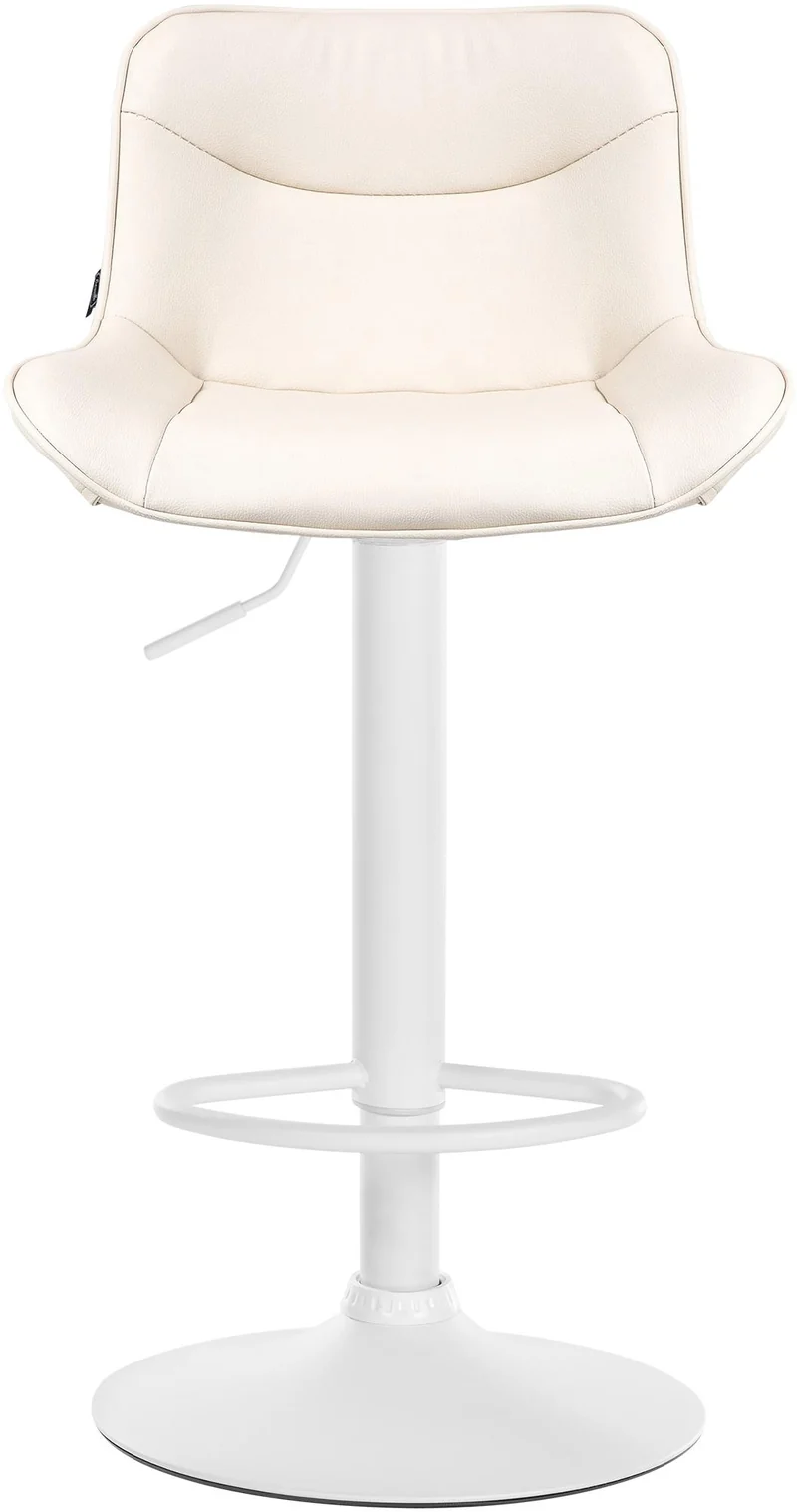 Lot de 2 tabourets de bar x1 avec coutures décoratives en PVC crème pied en trompette métal blanc 10_0004457