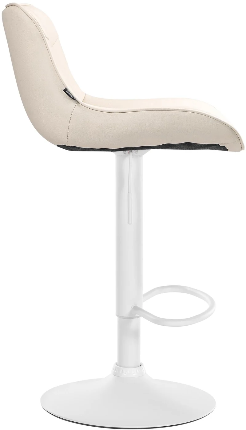 Lot de 2 tabourets de bar x1 avec coutures décoratives en PVC crème pied en trompette métal blanc 10_0004457