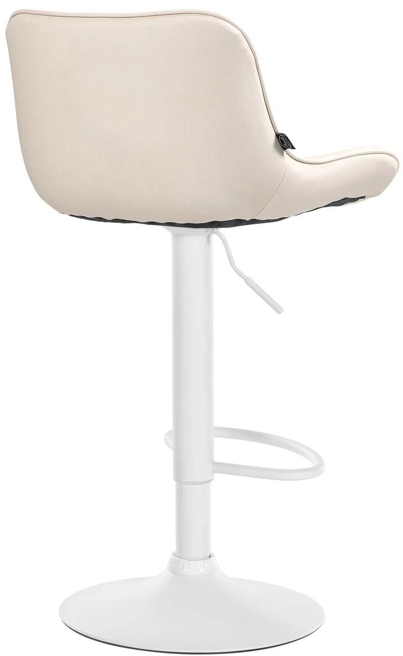 Lot de 2 tabourets de bar x1 avec coutures décoratives en PVC crème pied en trompette métal blanc 10_0004457