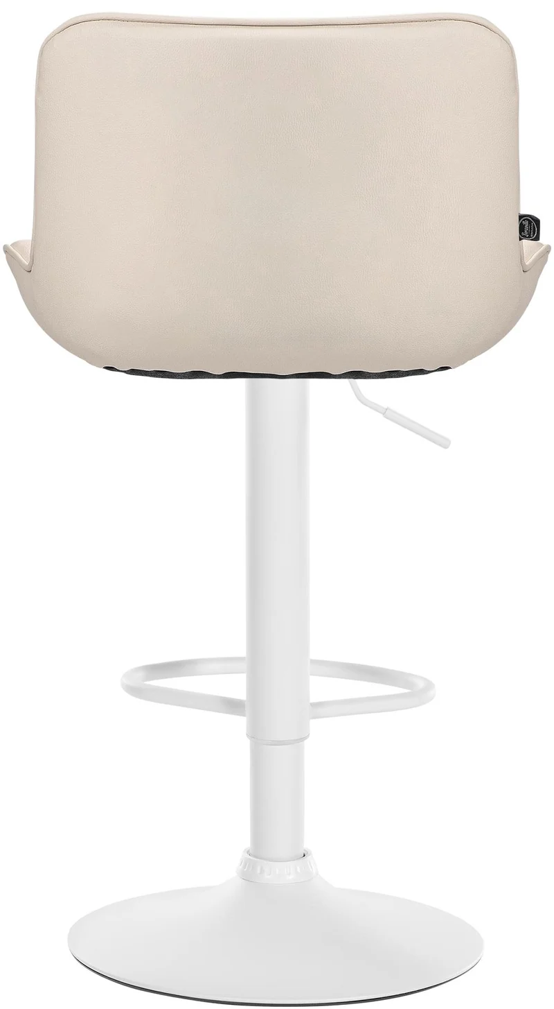 Lot de 2 tabourets de bar x1 avec coutures décoratives en PVC crème pied en trompette métal blanc 10_0004457