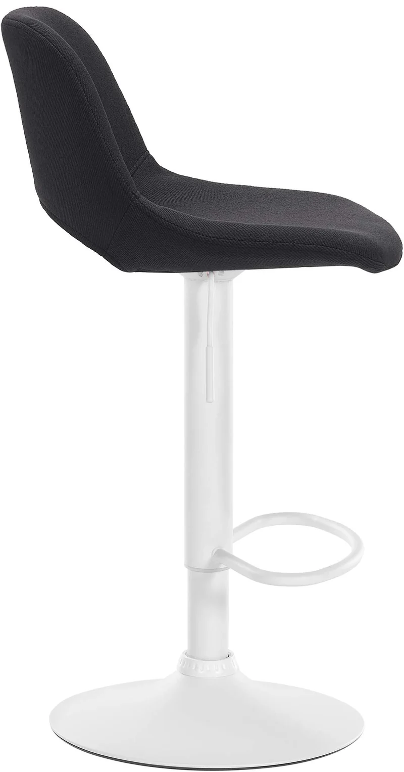 Tabouret de bar chaise haute x1 avec repose-pieds en tissu noir piètement métallique blanc 10_0004619
