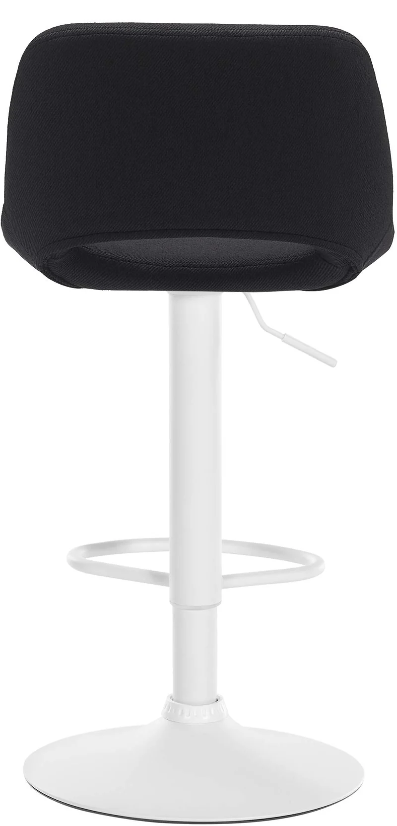Tabouret de bar chaise haute x1 avec repose-pieds en tissu noir piètement métallique blanc 10_0004619