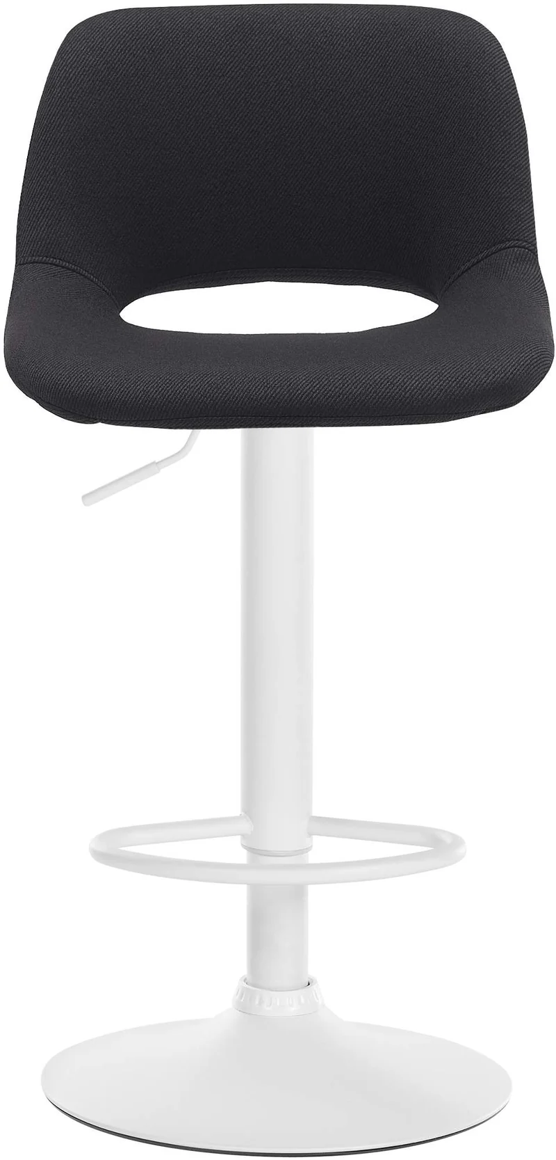 Tabouret de bar chaise haute x1 avec repose-pieds en tissu noir piètement métallique blanc 10_0004619