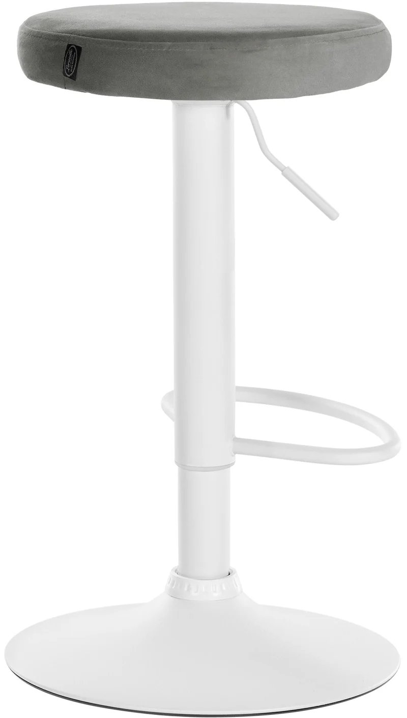 Lot de 2 tabourets de bar avec assise en tissu velours gris et cadre métal blanc TDB10700