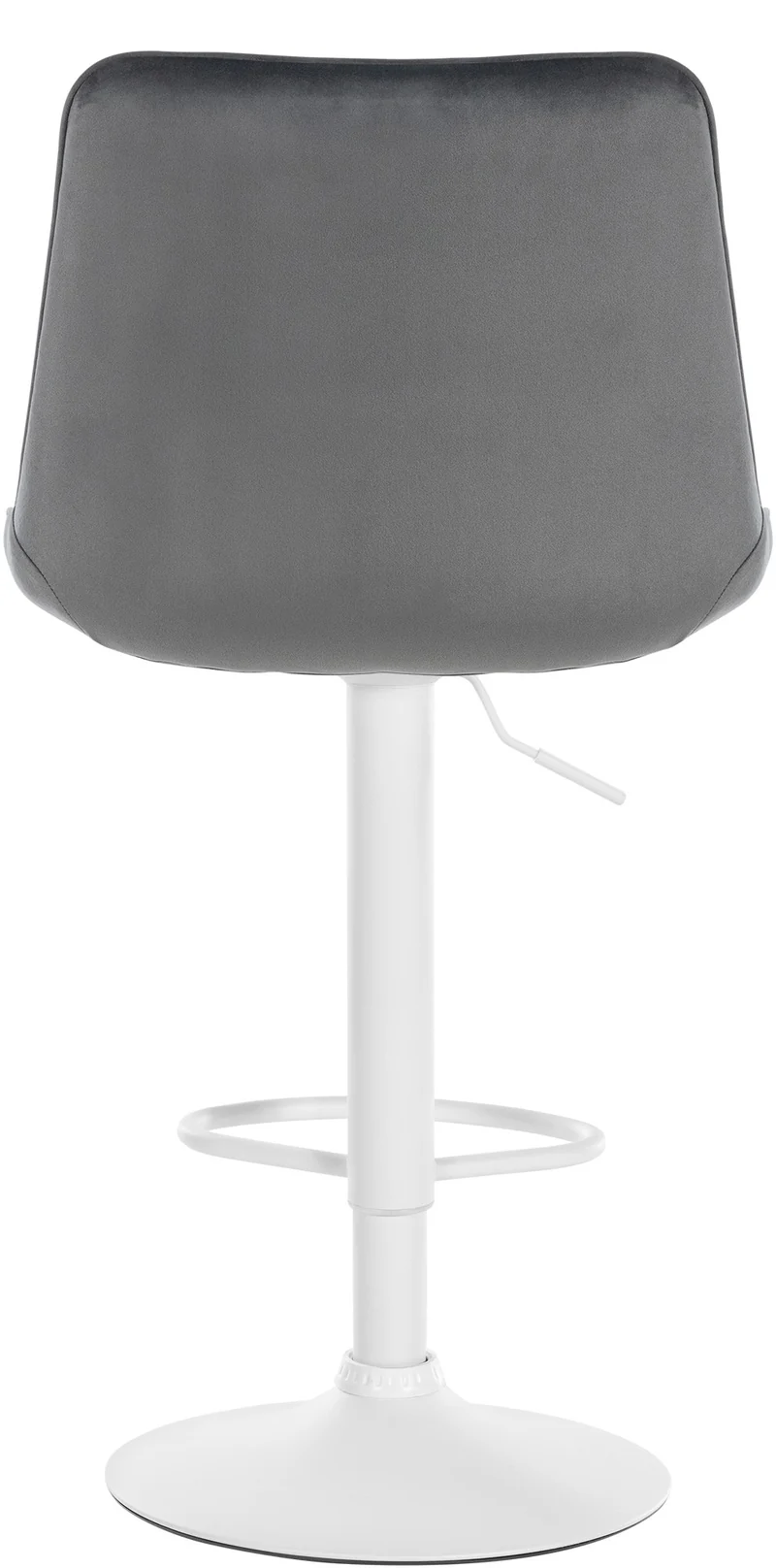 Lot de 2 tabourets de bar réglable en hauteur pivotant à 360° assise en velours gris couture verticale pied métal blanc 10_0006729