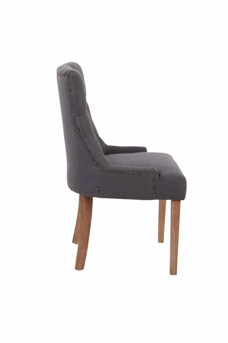 Lot de 2 chaises de salle à manger avec boutons décoratives assise en tissu gris foncé 10_0001525