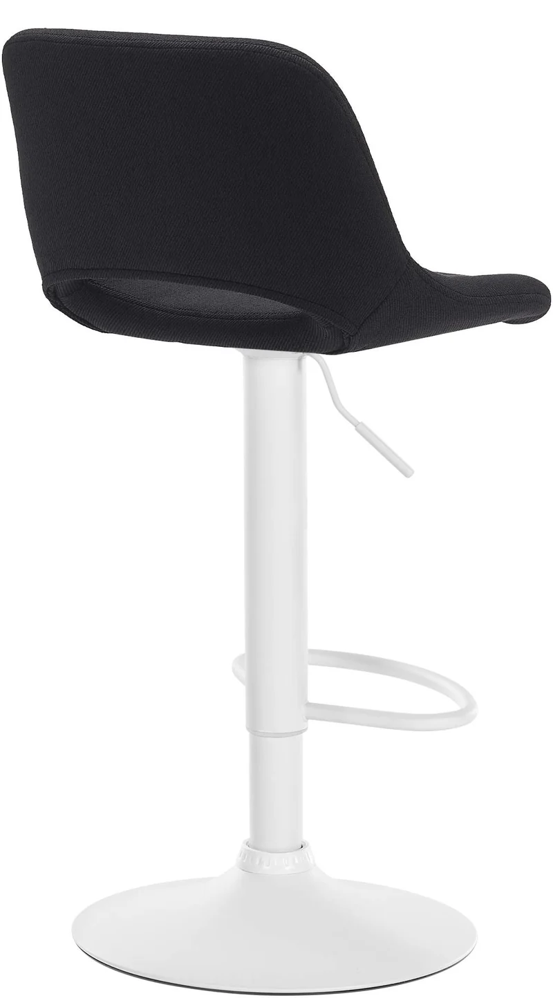 Tabourets de bar chaises haute x2 avec repose-pieds en tissu noir piètement métallique blanc 10_0004101