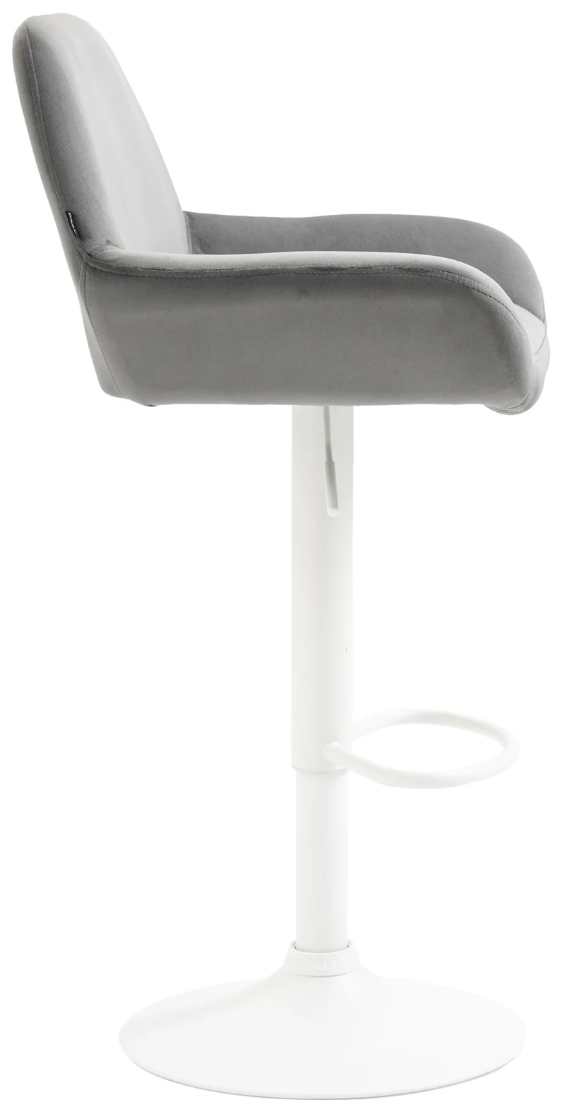 Lot de 2 tabourets de bar repose-pieds en forme d'arc en métal blanc assise en velours gris 10_0004037