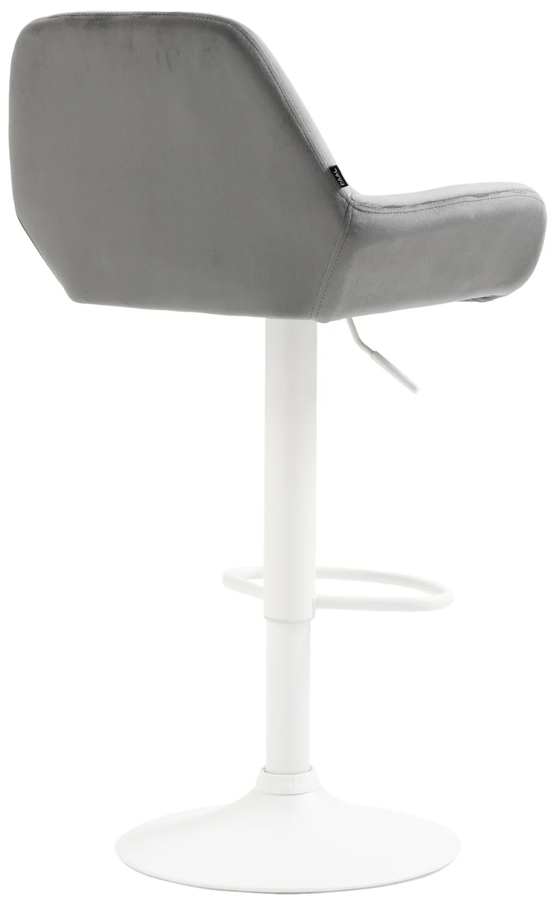 Lot de 2 tabourets de bar repose-pieds en forme d'arc en métal blanc assise en velours gris 10_0004037