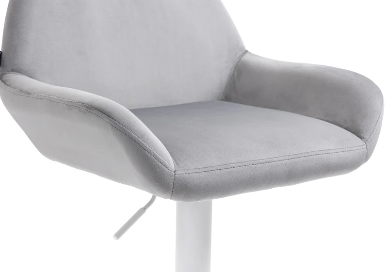Lot de 2 tabourets de bar repose-pieds en forme d'arc en métal blanc assise en velours gris 10_0004037