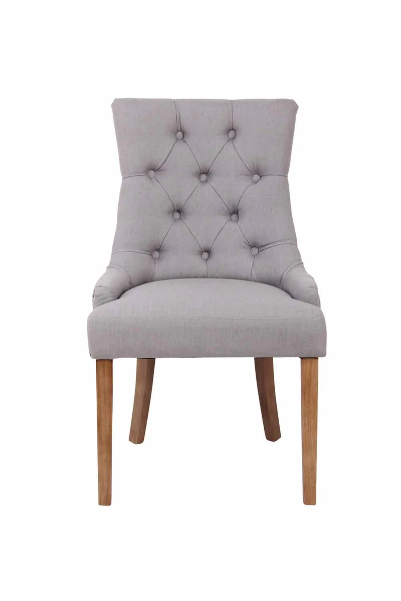 Lot de 2 chaises de salle à manger avec boutons décoratives assise en tissu gris 10_0001524