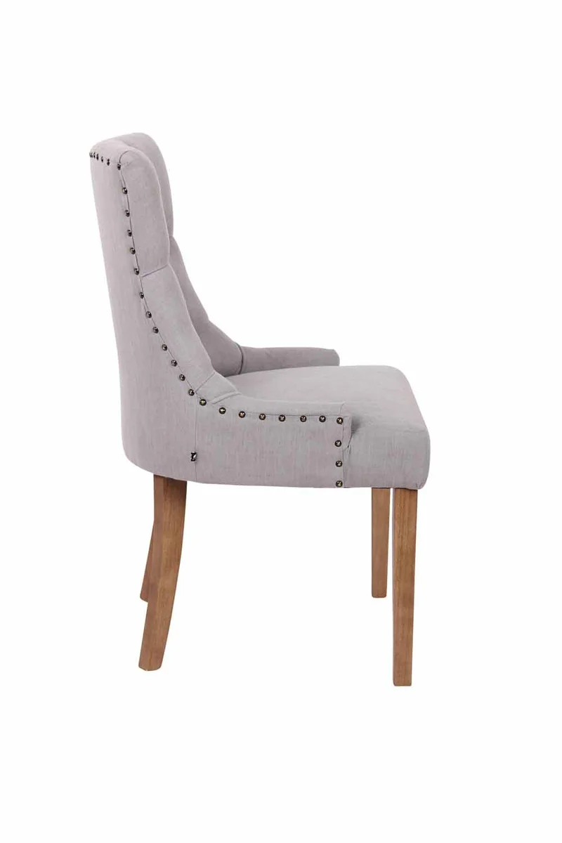 Lot de 2 chaises de salle à manger avec boutons décoratives assise en tissu gris 10_0001524