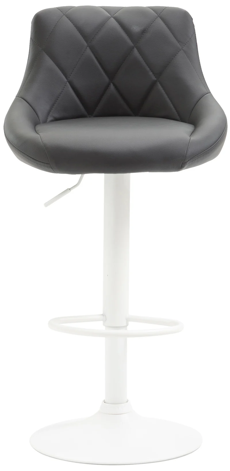 Tabouret de bar en synthétique gris pivotant avec repose-pieds métal blanc coutures décoratives TDB10592