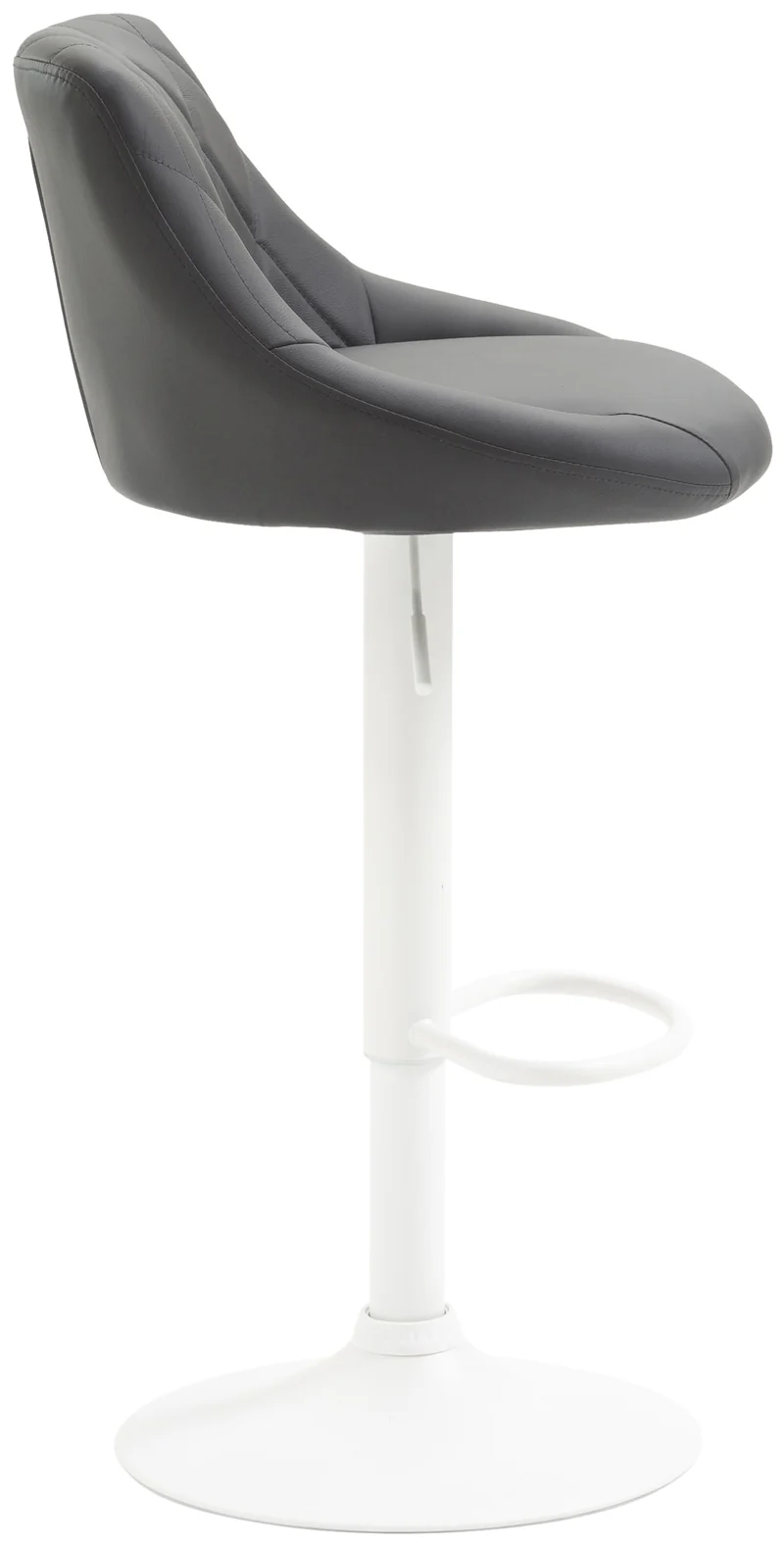 Tabouret de bar en synthétique gris pivotant avec repose-pieds métal blanc coutures décoratives TDB10592
