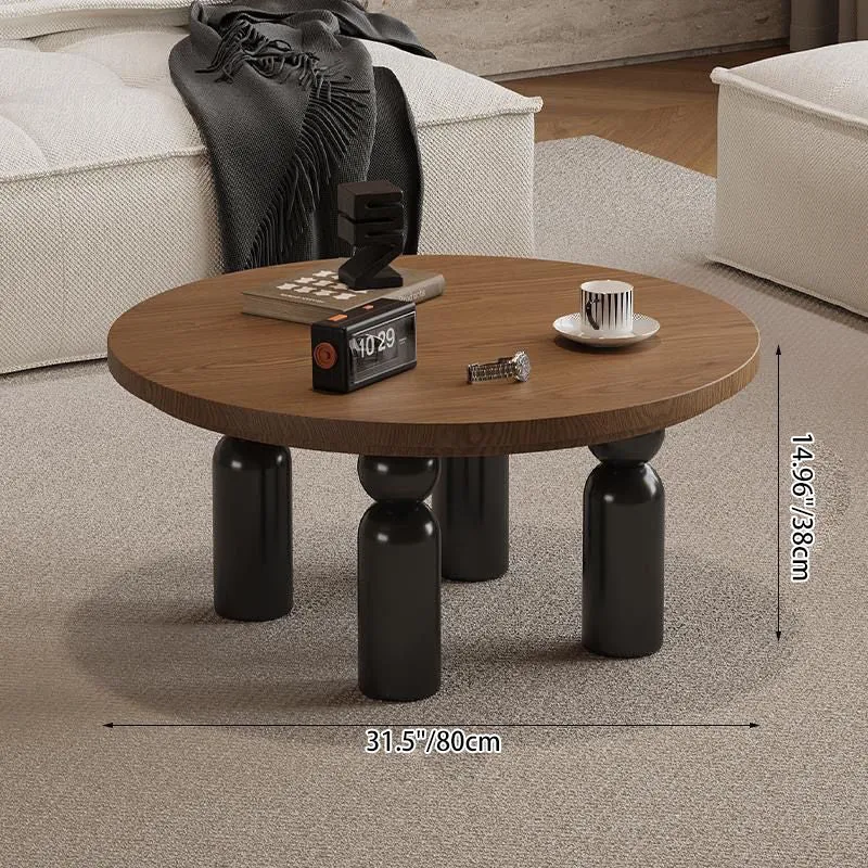 Traditional Vintage Round Plywood Carbon Steel End Table 4-Leg For Living Room