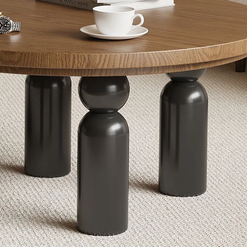 Traditional Vintage Round Plywood Carbon Steel End Table 4-Leg For Living Room