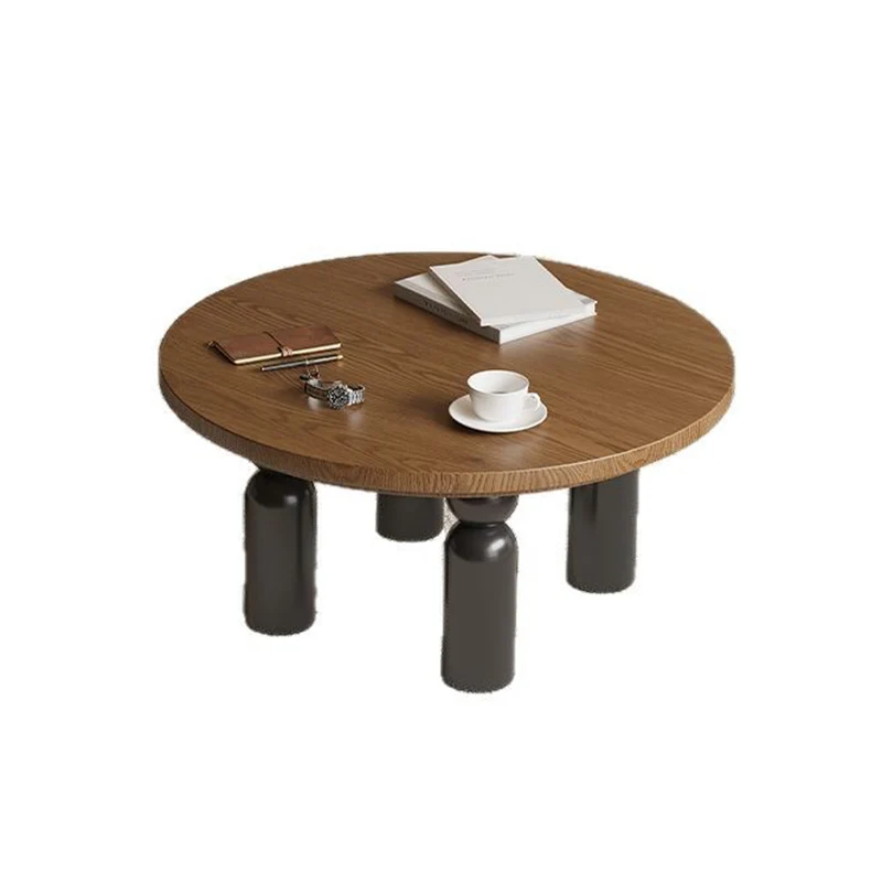 Traditional Vintage Round Plywood Carbon Steel End Table 4-Leg For Living Room