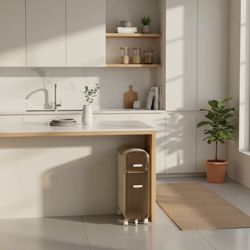 Modern Minimalist Rectangular PP Storage Cabinet 2/3/4-Drawer For Kitchen