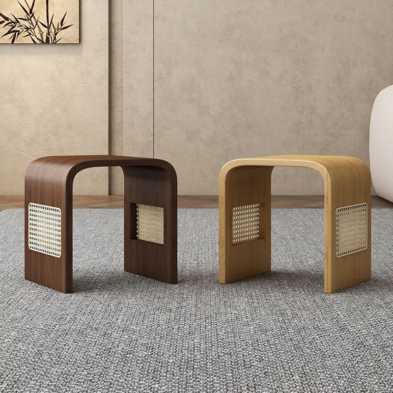 Modern Minimalist Arc Nan Bamboo Resin Rattan Weaving Kids Low Stool Backless Armless For Entryway