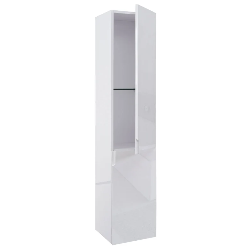Armoire murale de salle de bain 150x30x30 cm finition brillante avec 2 portes verre blanc 04_0011298