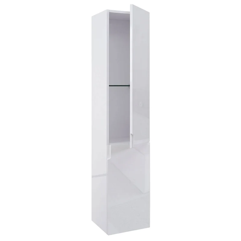 Armoire murale de salle de bain 150x30x30 cm finition brillante avec 2 portes verre blanc 04_0011298