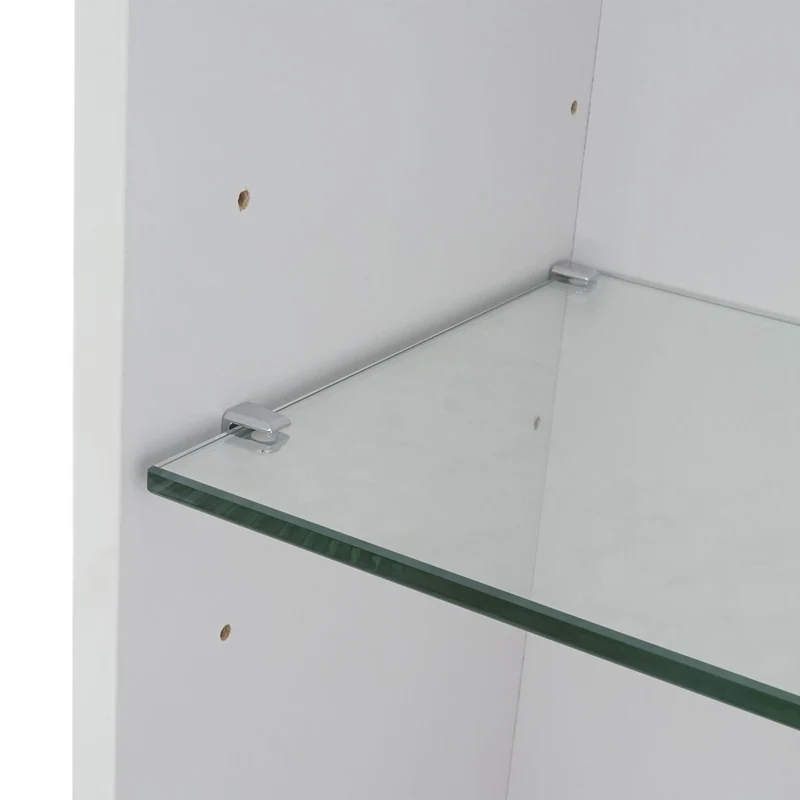 Armoire murale de salle de bain 150x30x30 cm finition brillante avec 2 portes verre blanc 04_0011298