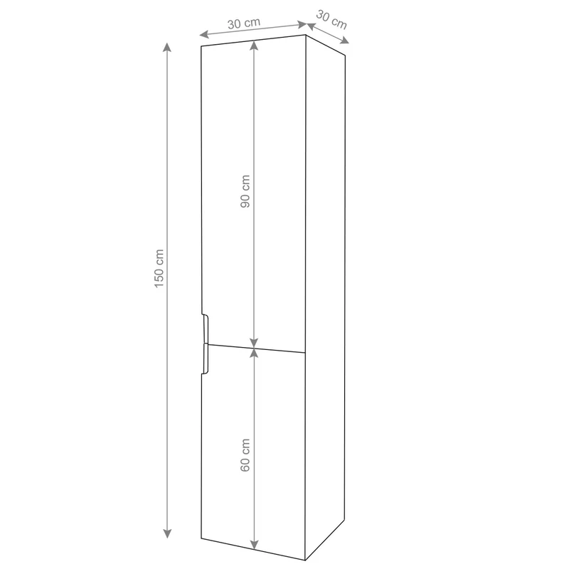 Armoire murale de salle de bain 150x30x30 cm finition brillante avec 2 portes verre blanc 04_0011298