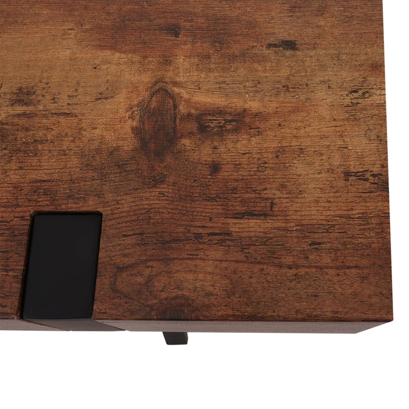 Meuble TV industriel 120x40x42 cm métal noir et MDF effet chêne sauvage foncé 04_0007861