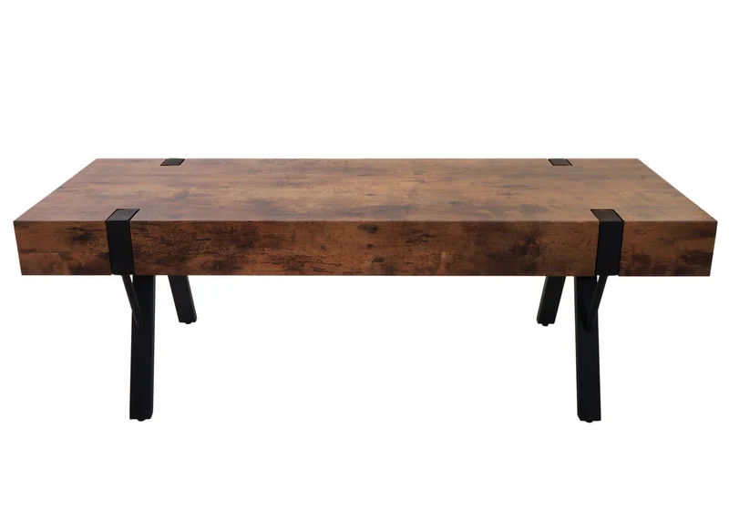 Meuble TV industriel 120x40x42 cm métal noir et MDF effet chêne sauvage foncé 04_0007861
