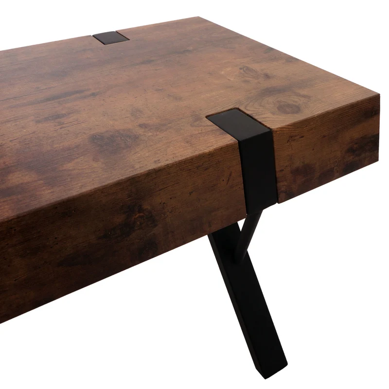 Meuble TV industriel 120x40x42 cm métal noir et MDF effet chêne sauvage foncé 04_0007861