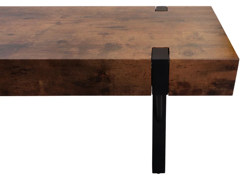 Meuble TV industriel 120x40x42 cm métal noir et MDF effet chêne sauvage foncé 04_0007861