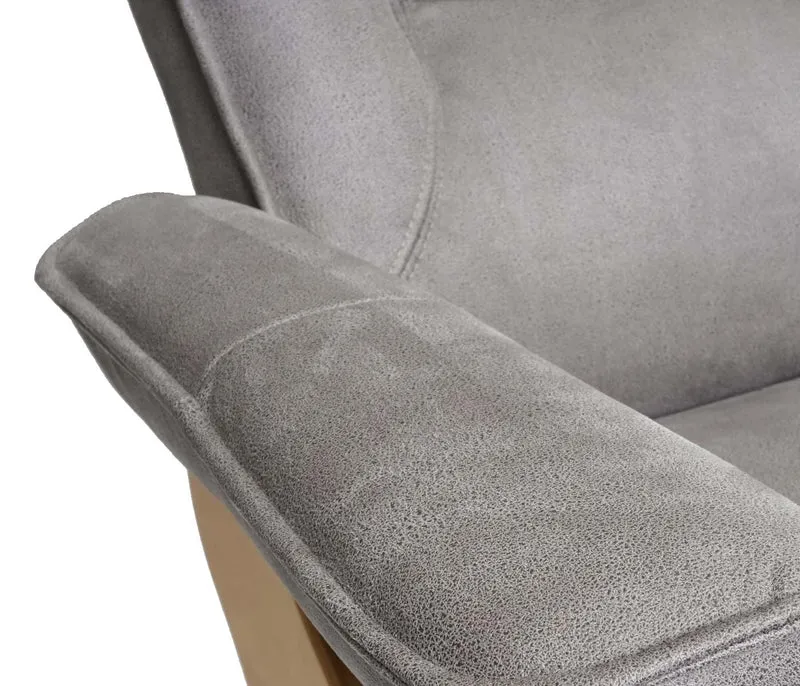 Fauteuil relax pivotant 360° avec repose pieds 105x86x82 cm tissu polyester gris clair bois naturel 04_0007831
