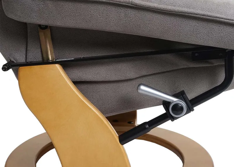 Fauteuil relax pivotant 360° avec repose pieds 105x86x82 cm tissu polyester gris clair bois naturel 04_0007831