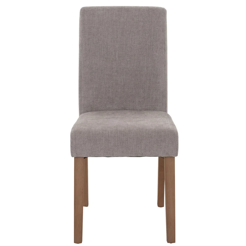 Lot de 6 chaises de salle à manger dossier haut tissu chenille gris clair bois massif naturel 04_0007636