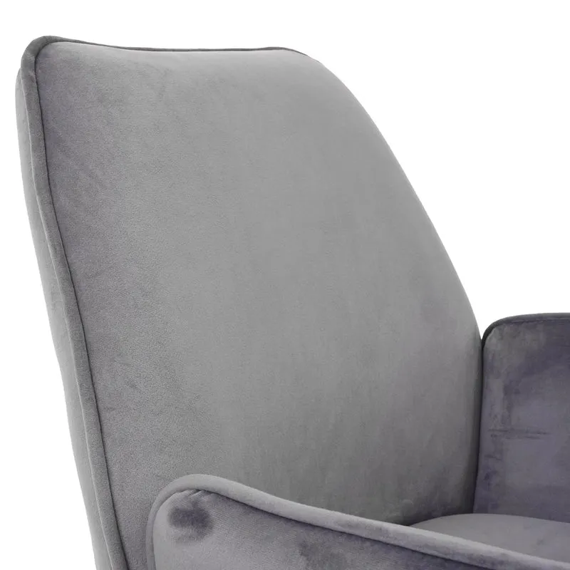 Lot de 6 chaises de salle à manger pivotantes avec accoudoirs retour automatique velours gris foncé acier inoxydable 04_0007628